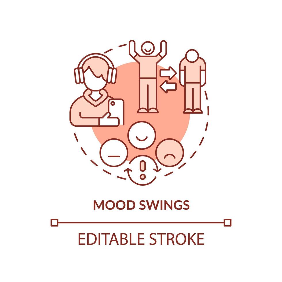Mood swings terracotta concept icon. Teenage issue abstract idea thin line illustration. Hormonal shifts. Bipolar disorder. Isolated outline drawing. Editable stroke. vector