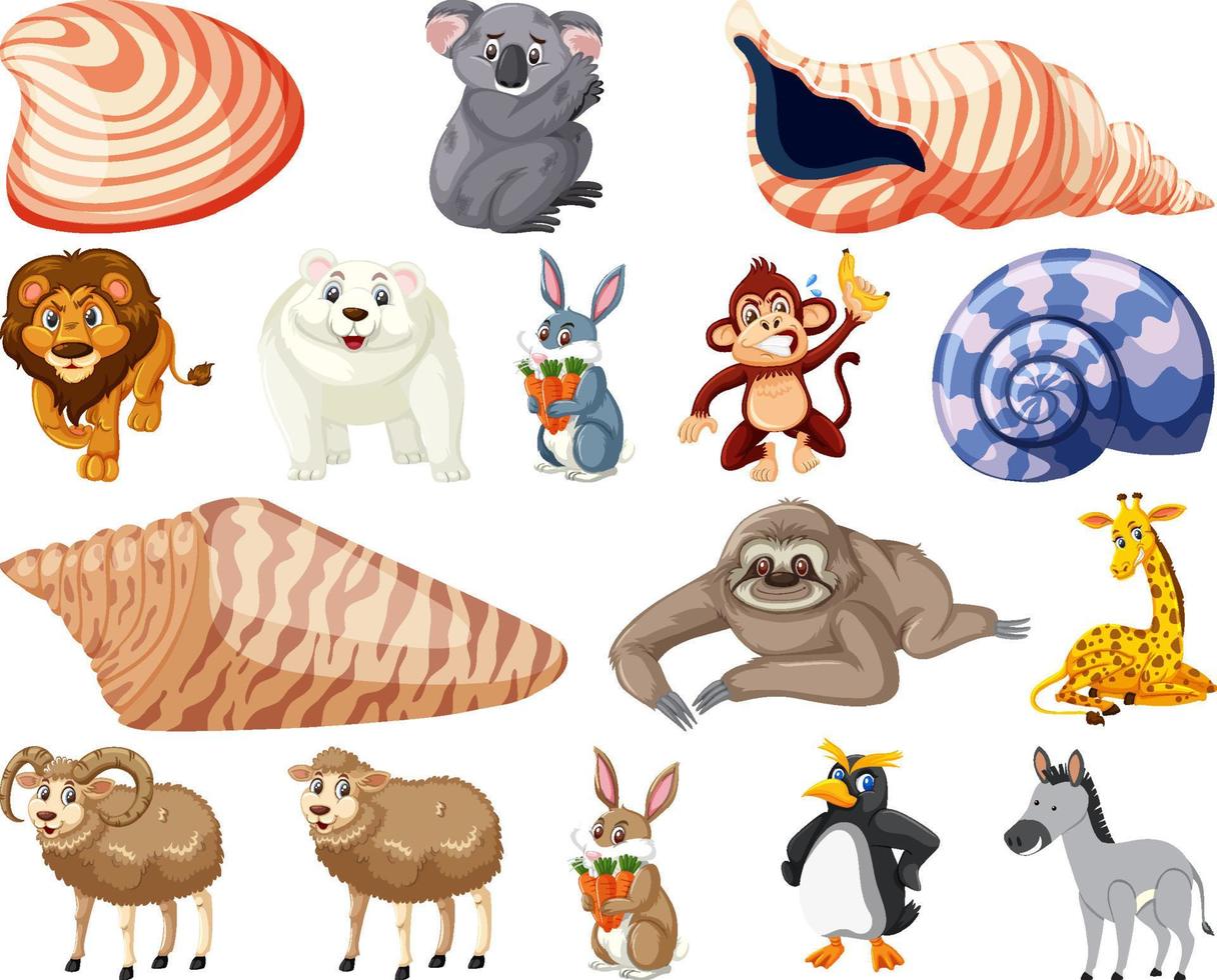 Set of various animals cartoon vector