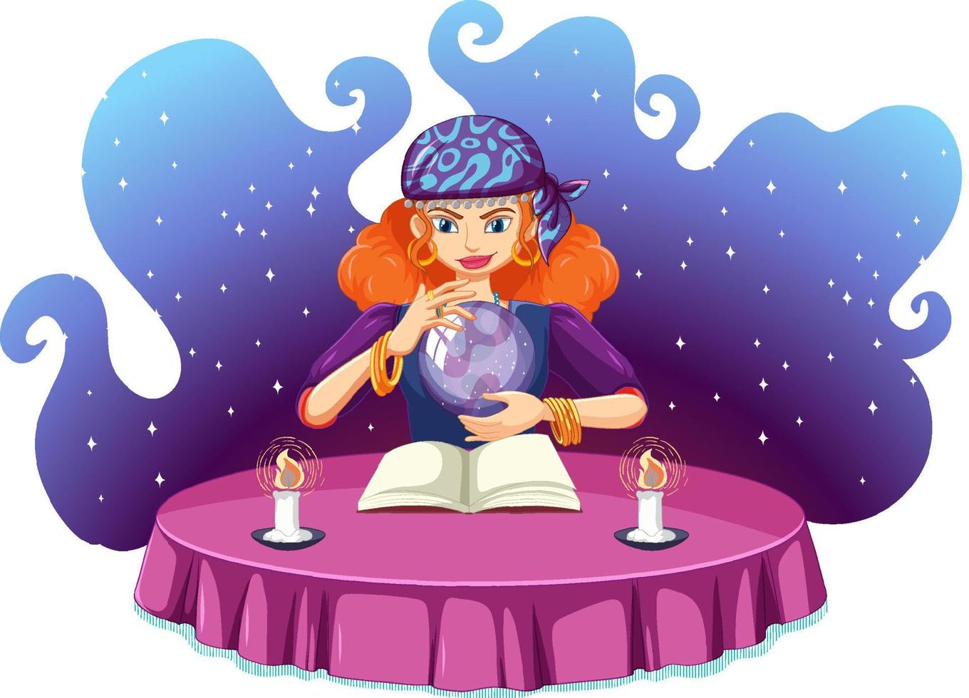 Fortune teller and crystal ball vector