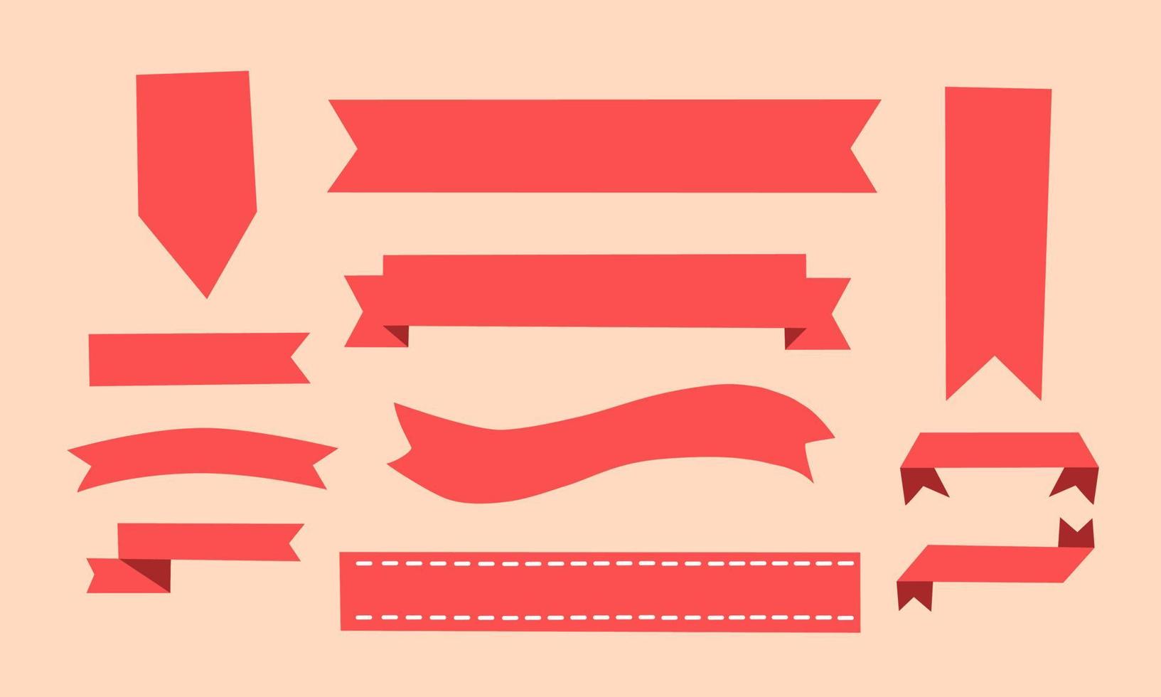 red ribbons collection vector