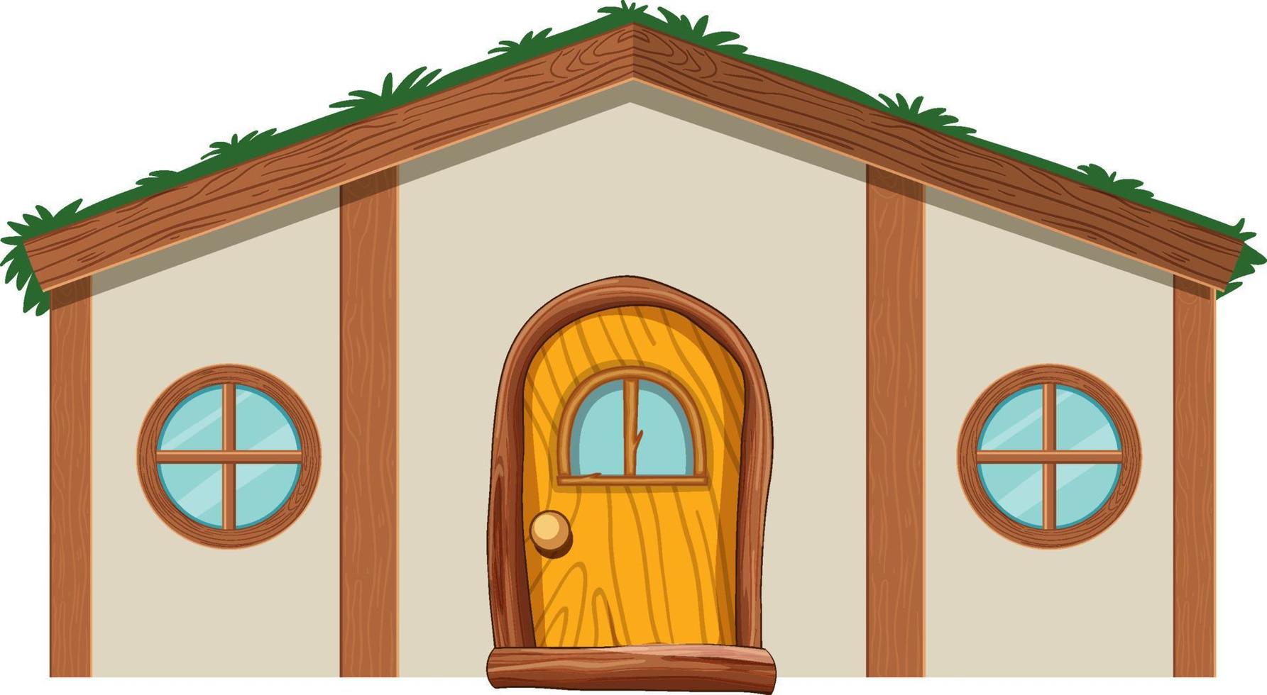 casa hobbit aislada sobre fondo blanco vector