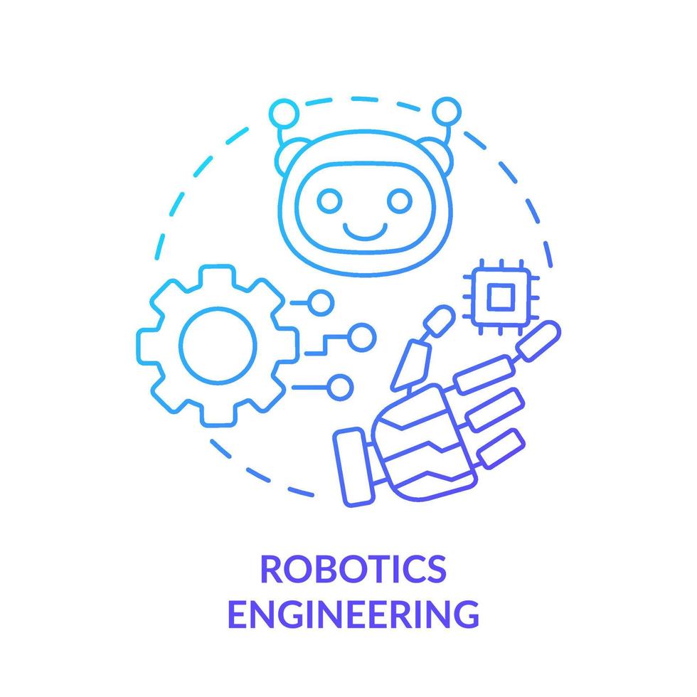 Robotics engineering blue gradient concept icon. Trendy tech skill abstract idea thin line illustration. Computer science. Robotic equipment. Isolated outline drawing. vector