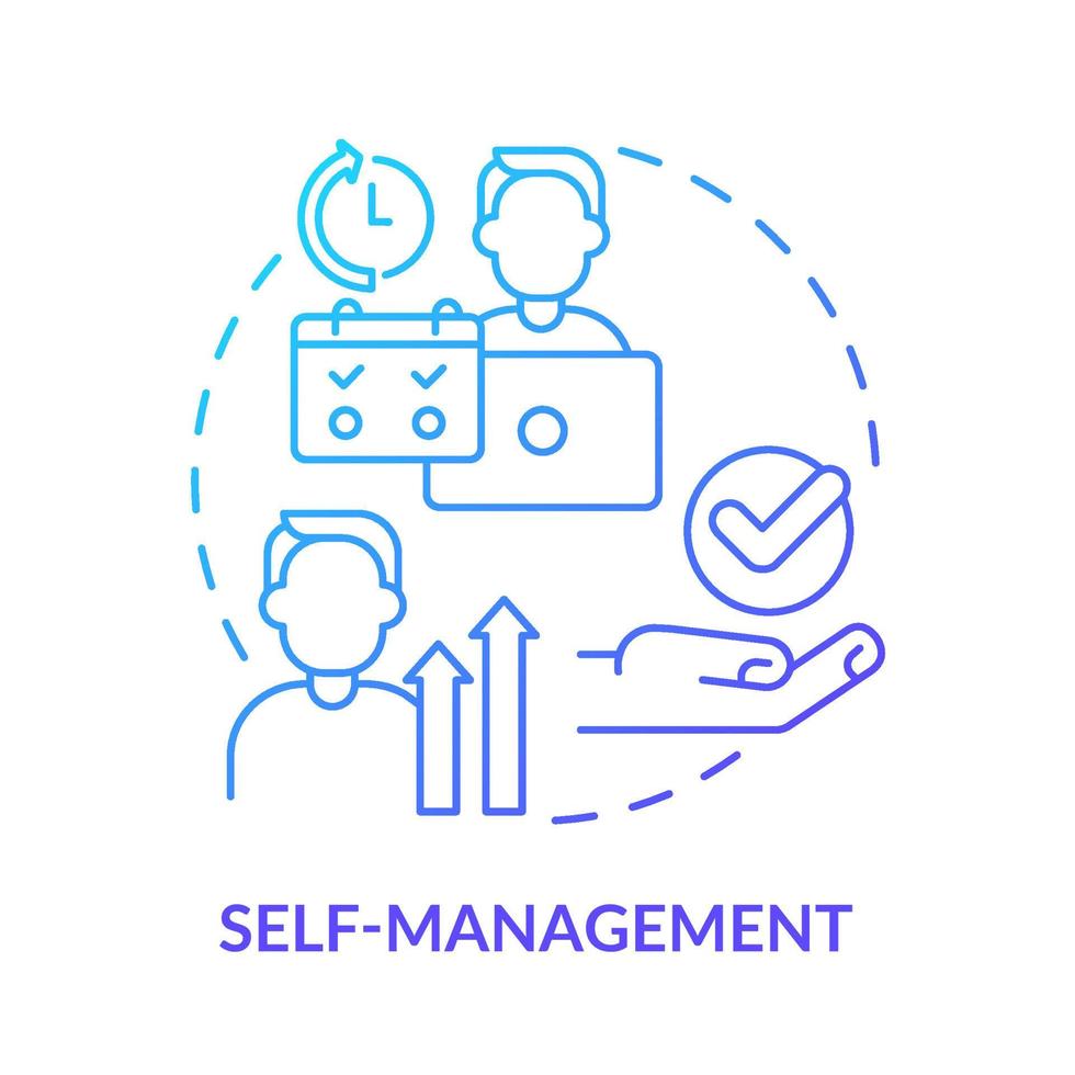 Self-management blue gradient concept icon. Soft skill for career success abstract idea thin line illustration. Develop self-control. Isolated outline drawing. vector