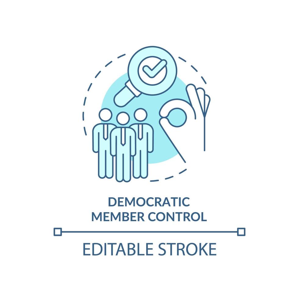 icono de concepto turquesa de control de miembros democráticos. principio cooperativo idea abstracta ilustración de línea delgada. dibujo de contorno aislado. trazo editable. vector