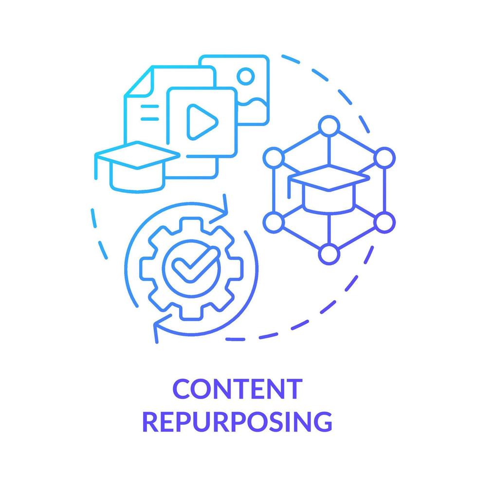 Content repurposing blue gradient concept icon. Tendency in skill development abstract idea thin line illustration. Choose new formats. Isolated outline drawing. vector