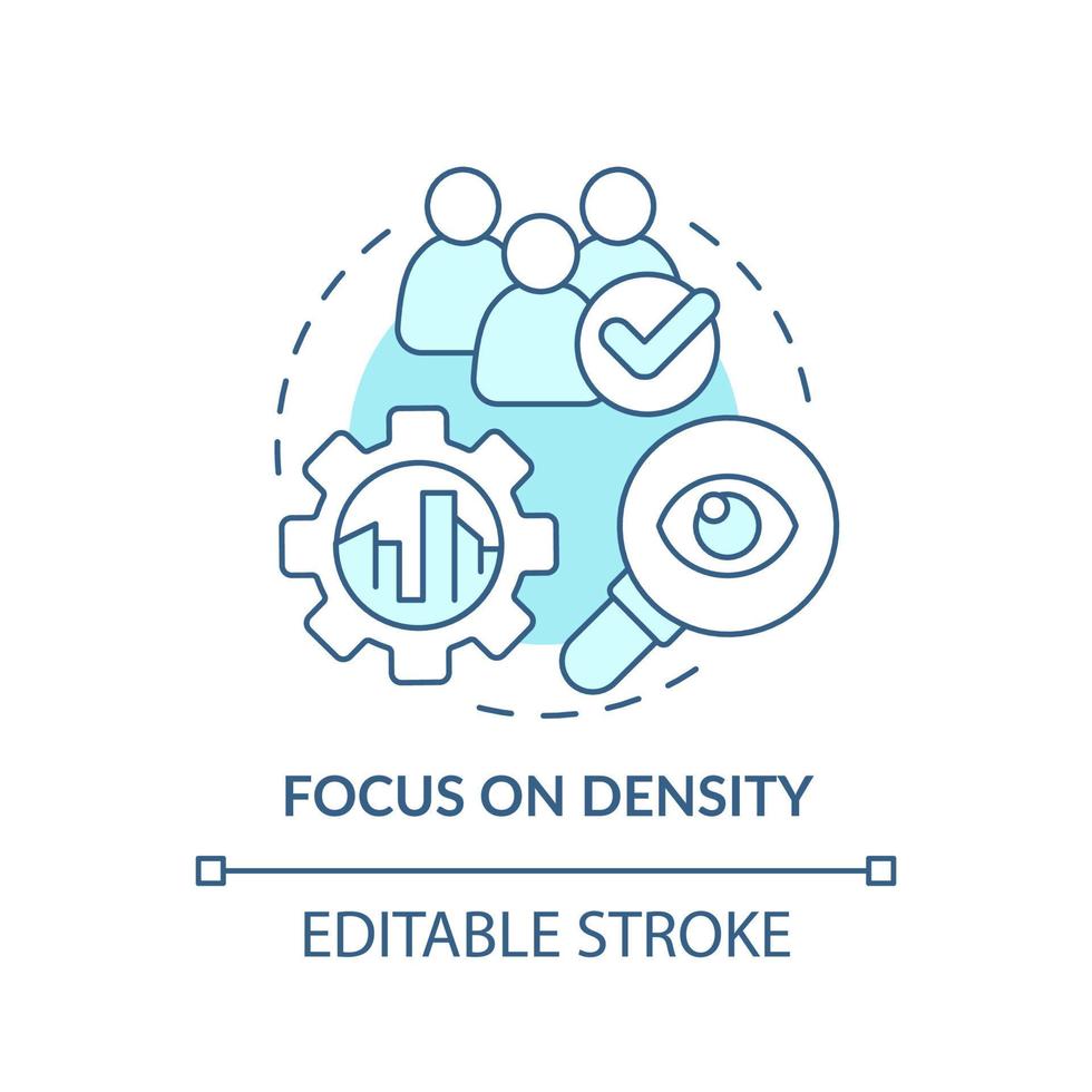 Focus on density turquoise concept icon. Number of cars. Building mobility service abstract idea thin line illustration. Isolated outline drawing. Editable stroke. vector
