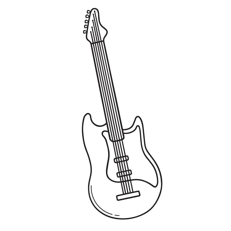 Hand drawn Electric guitar doodle. Musical instrument in sketch style. Vector illustration