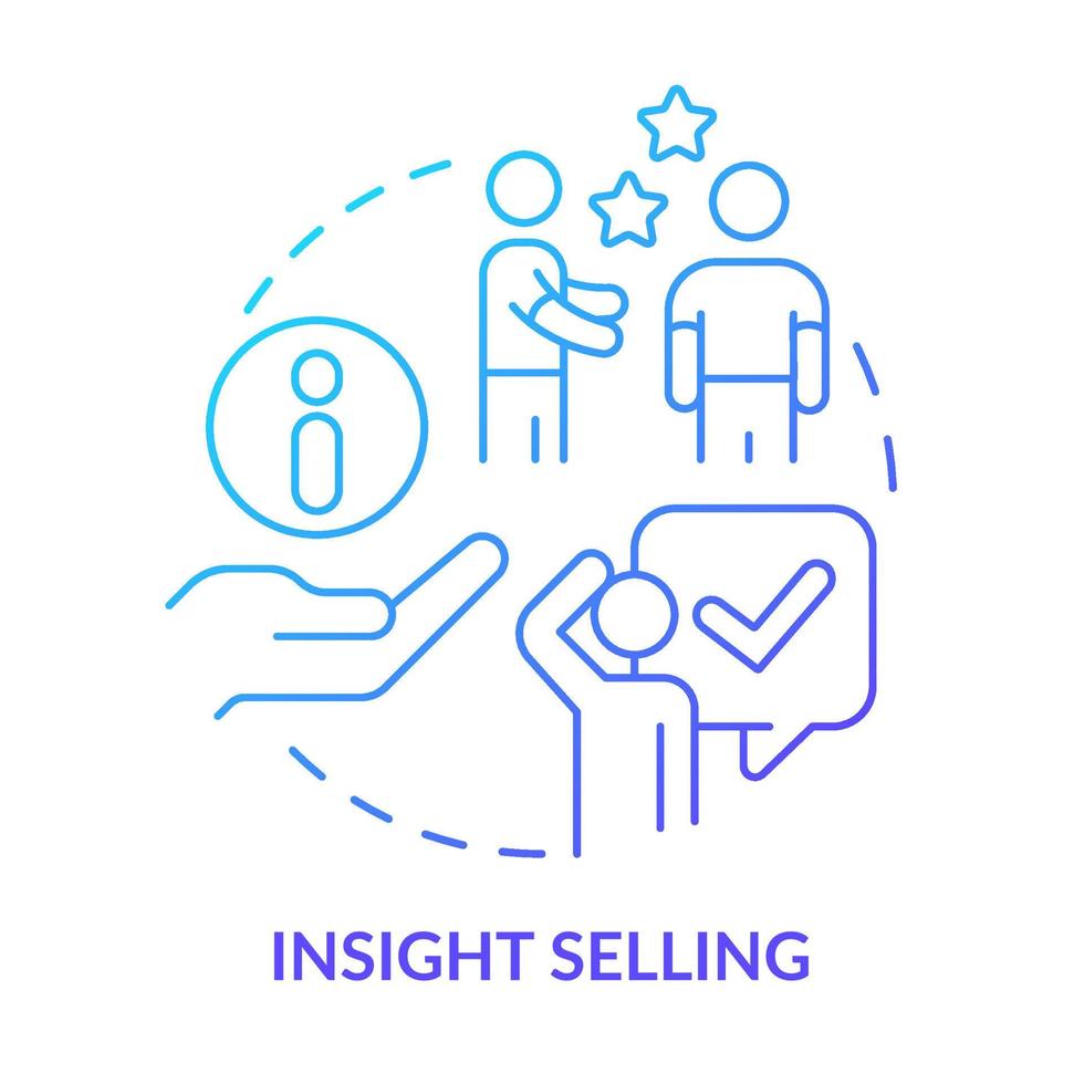 Insight selling blue gradient concept icon. Suggesting winning strategies abstract idea thin line illustration. Decision-making process. Isolated outline drawing. vector