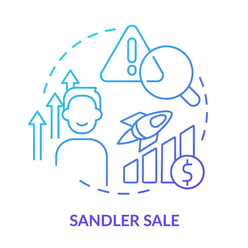 Sandler sale blue gradient concept icon. Successful selling technique abstract idea thin line illustration. Salesperson playing advisor role. Isolated outline drawing. vector