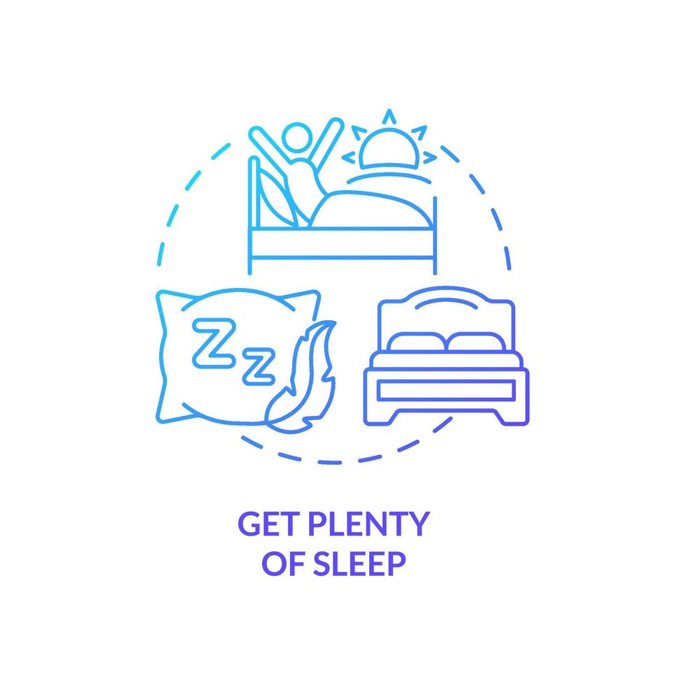 Get plenty of sleep blue gradient concept icon. Get enough rest to stay energized. Road trip tip abstract idea thin line illustration. Isolated outline drawing. vector