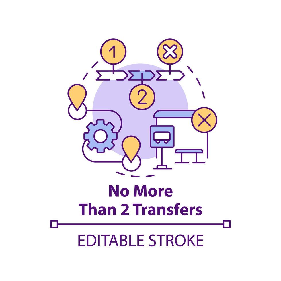 No more than two transfers concept icon. Building mobility service abstract idea thin line illustration. Isolated outline drawing. Editable stroke. vector
