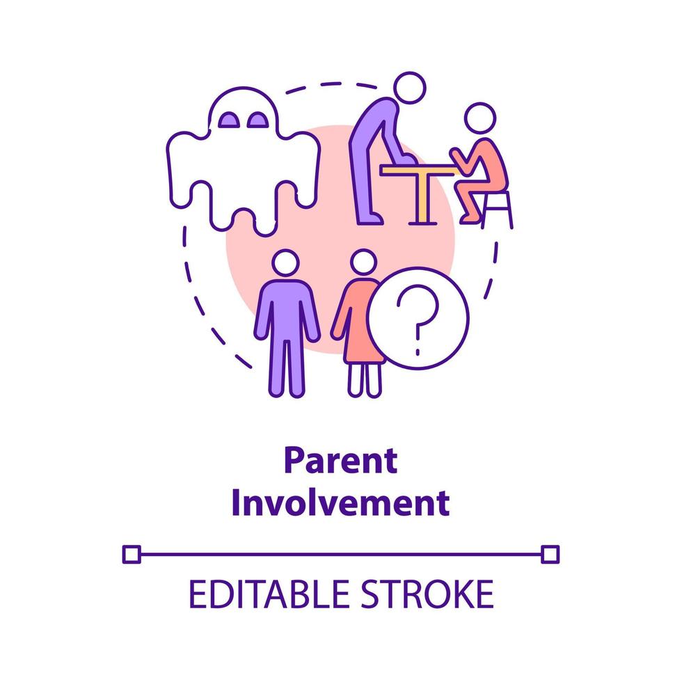 Parent involvement concept icon. Process interference. Problem in public schools abstract idea thin line illustration. Isolated outline drawing. Editable stroke. vector
