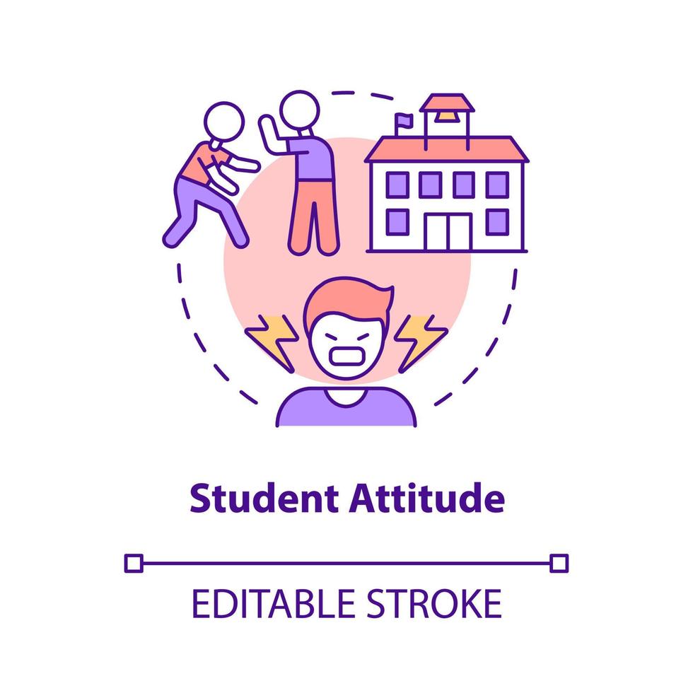 Student attitude concept icon. Poor pupils behavior. Problem in public schools abstract idea thin line illustration. Isolated outline drawing. Editable stroke. vector