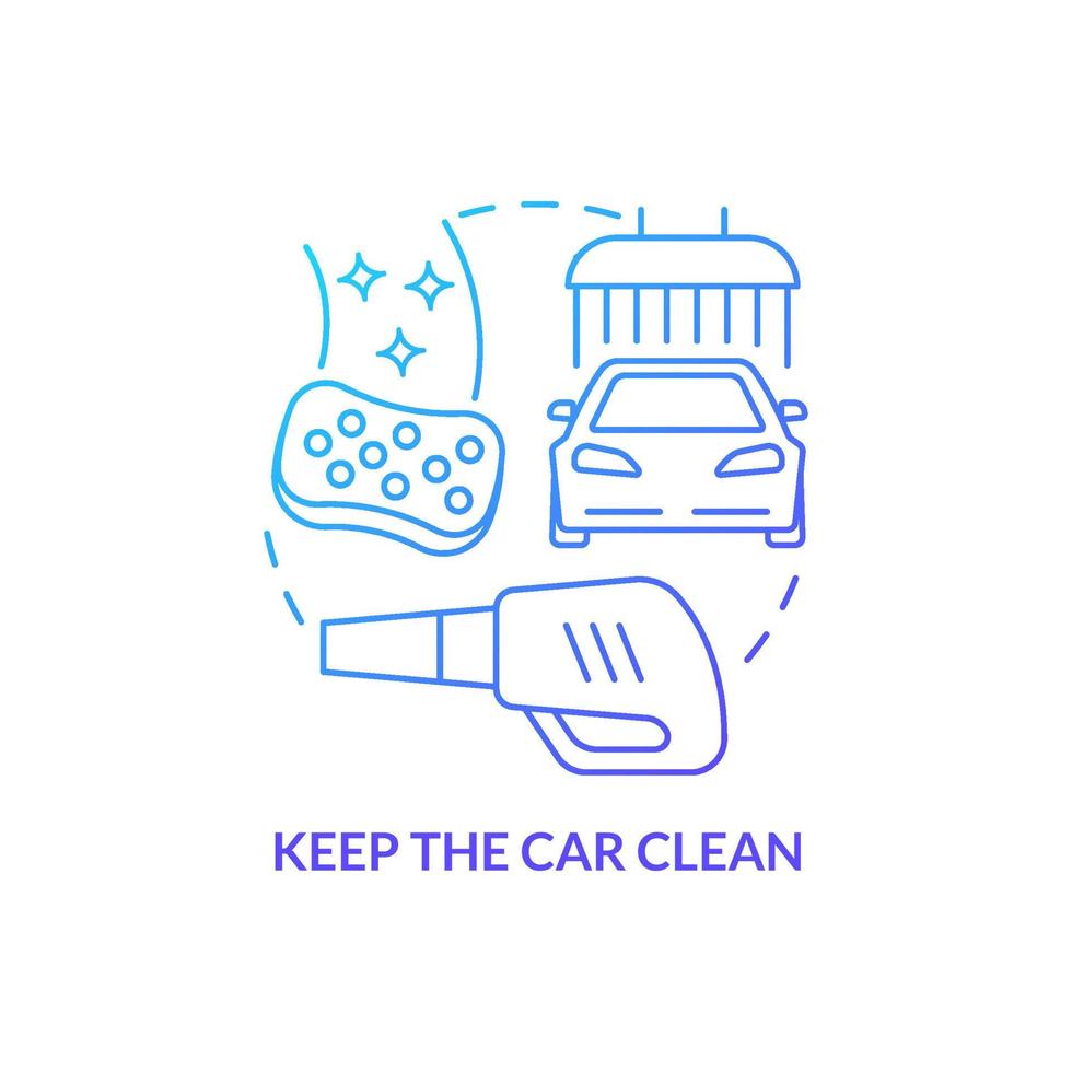 Keep the car clean blue gradient concept icon. Interior and exterior cleaning. Road trip tip abstract idea thin line illustration. Isolated outline drawing. vector