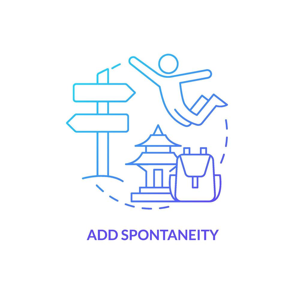 Add spontaneity blue gradient concept icon. Unexpected and unplanned changes. Road trip advice abstract idea thin line illustration. Isolated outline drawing. vector