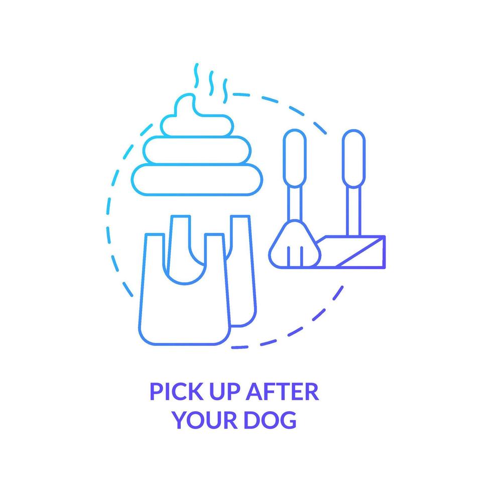 recoger después de su icono de concepto de gradiente azul de perro. excrementos de cachorros. viaje por carretera con consejos de mascotas idea abstracta ilustración de línea delgada. dibujo de contorno aislado. vector