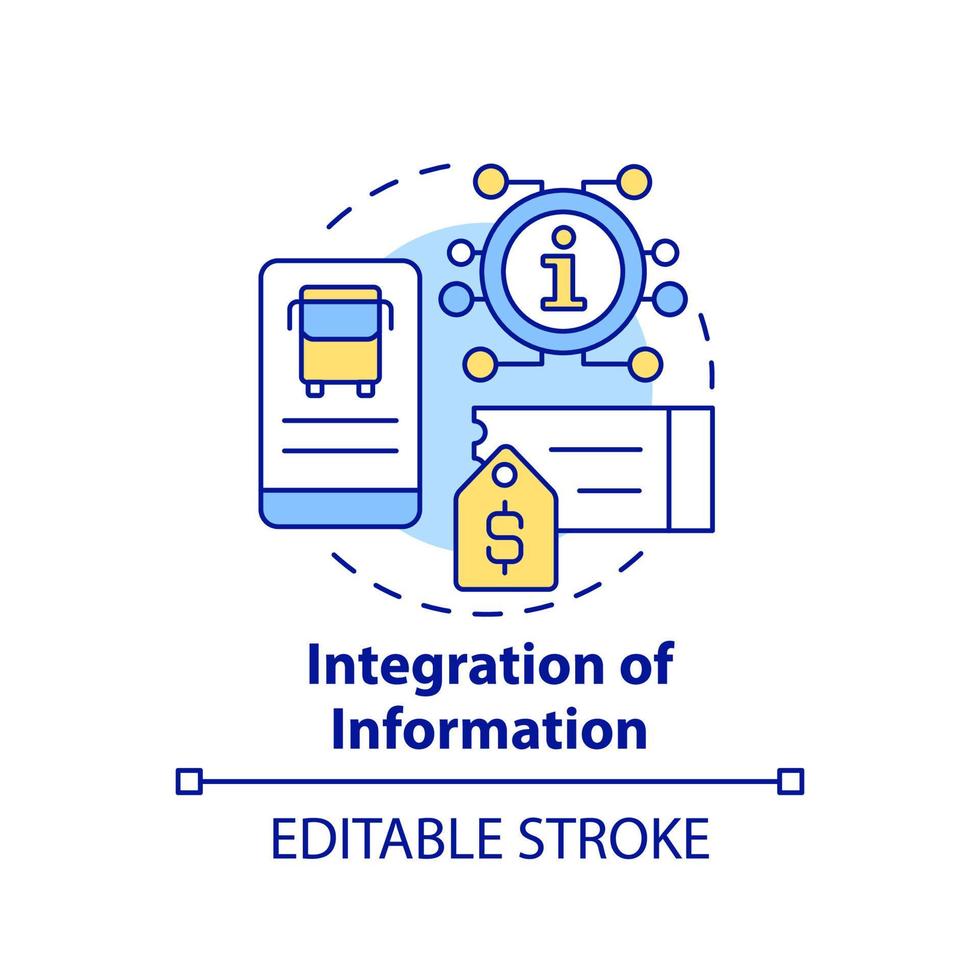 Integration of information concept icon. Mobile app. Maas integration level abstract idea thin line illustration. Isolated outline drawing. Editable stroke. vector