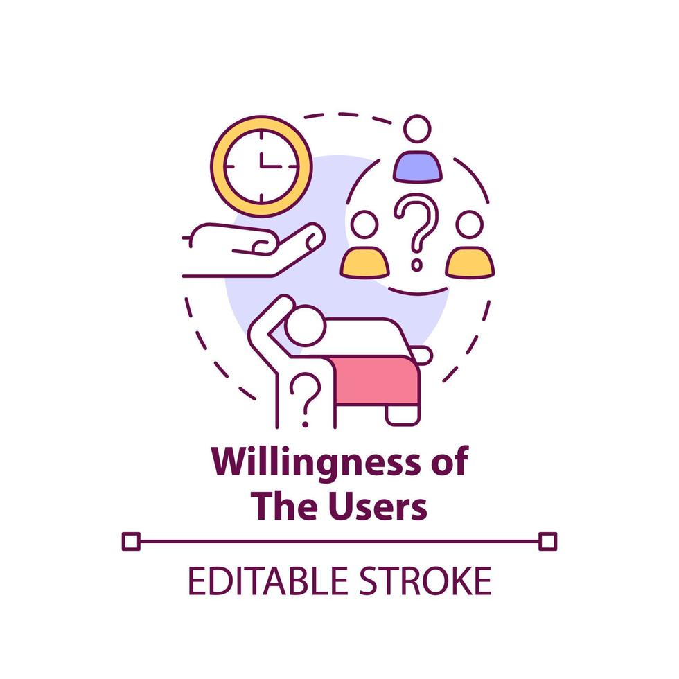 Willingness of users concept icon. Change customer habits. Maas issue abstract idea thin line illustration. Isolated outline drawing. Editable stroke. vector