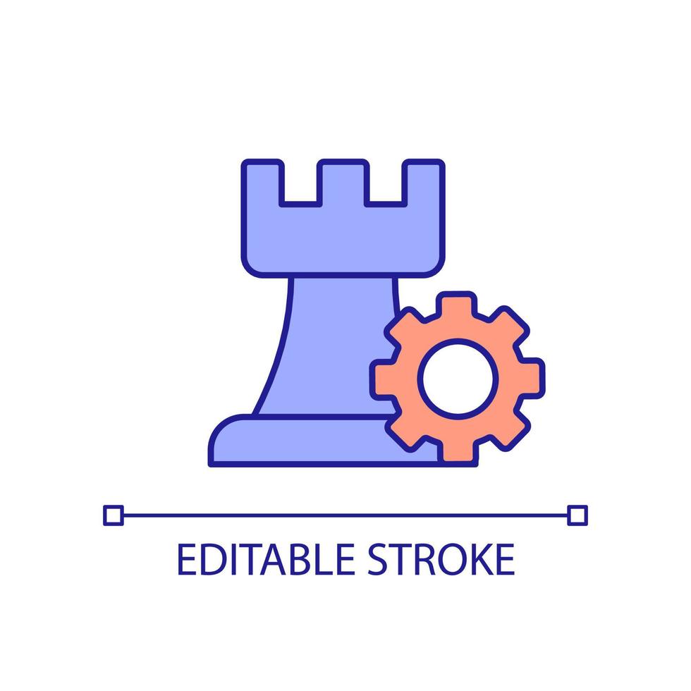 Logical thinking skill RGB color icon. Solving problem. Chess strategy. Rational thought. Analytical game. Isolated vector illustration. Simple filled line drawing. Editable stroke.