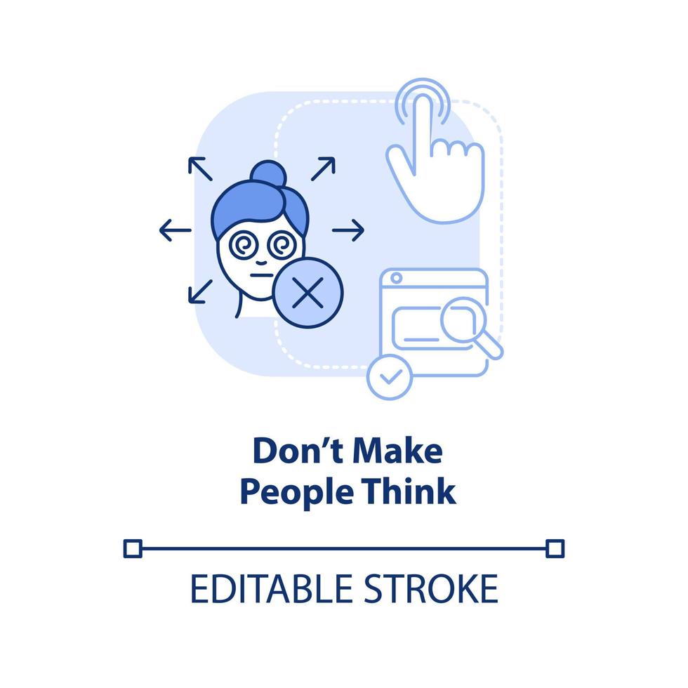 Dont make people think light blue concept icon. Make website dont abstract idea thin line illustration. User experience. Isolated outline drawing. Editable stroke. vector