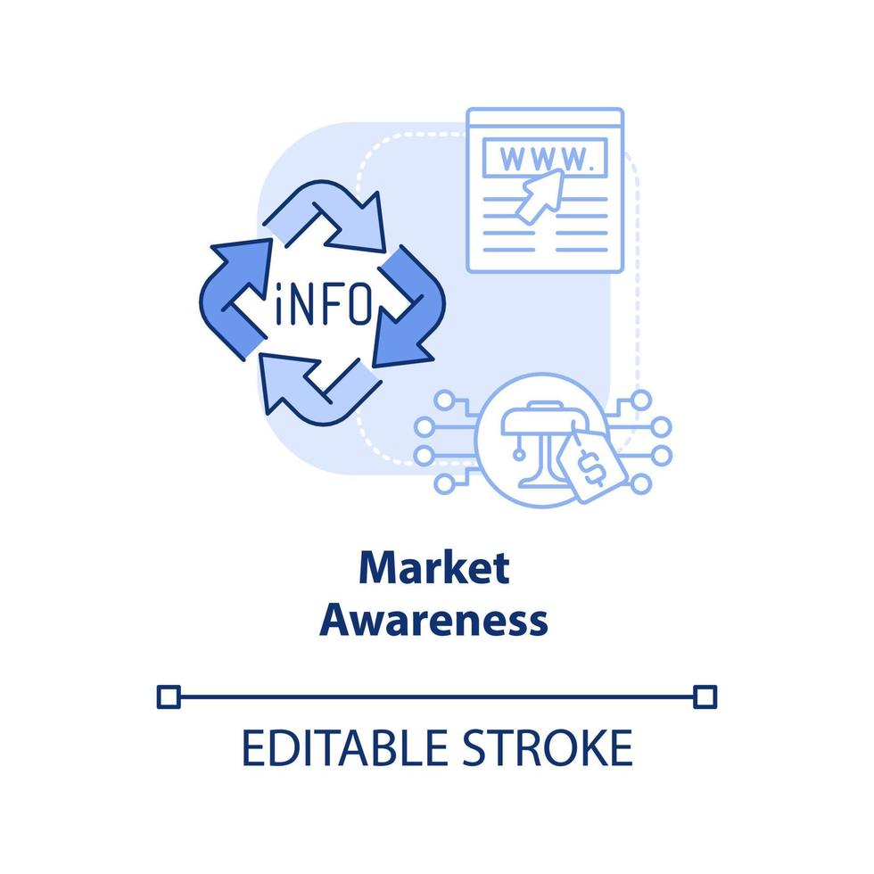 Market awareness light blue concept icon. Website content type abstract idea thin line illustration. Product recognition. Isolated outline drawing. Editable stroke. vector