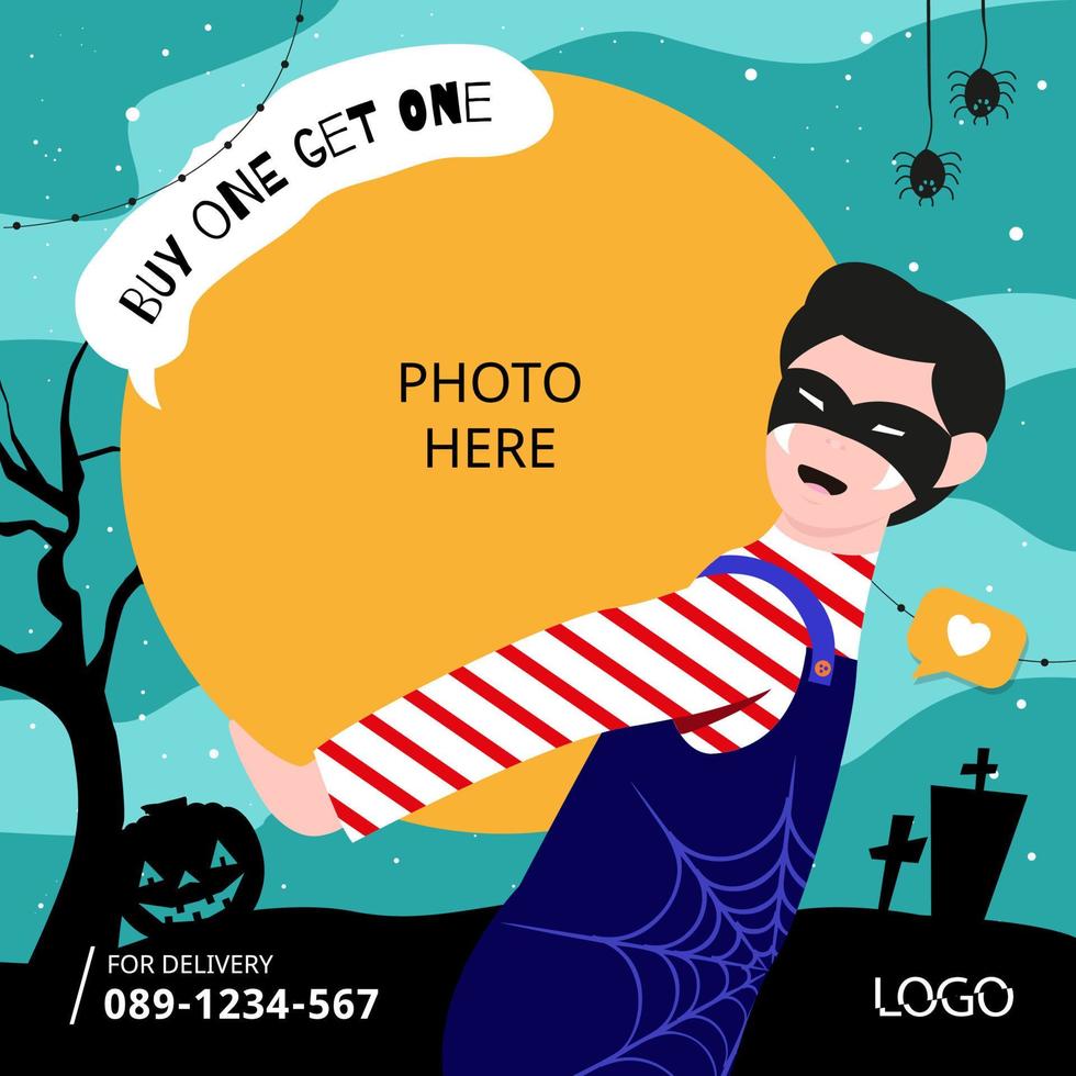 Fast food poster promotion with halloween theme vector