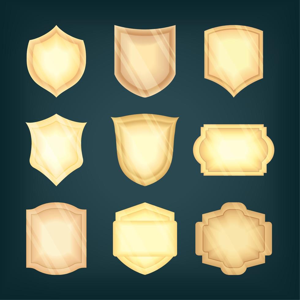 icons set gold labels vector