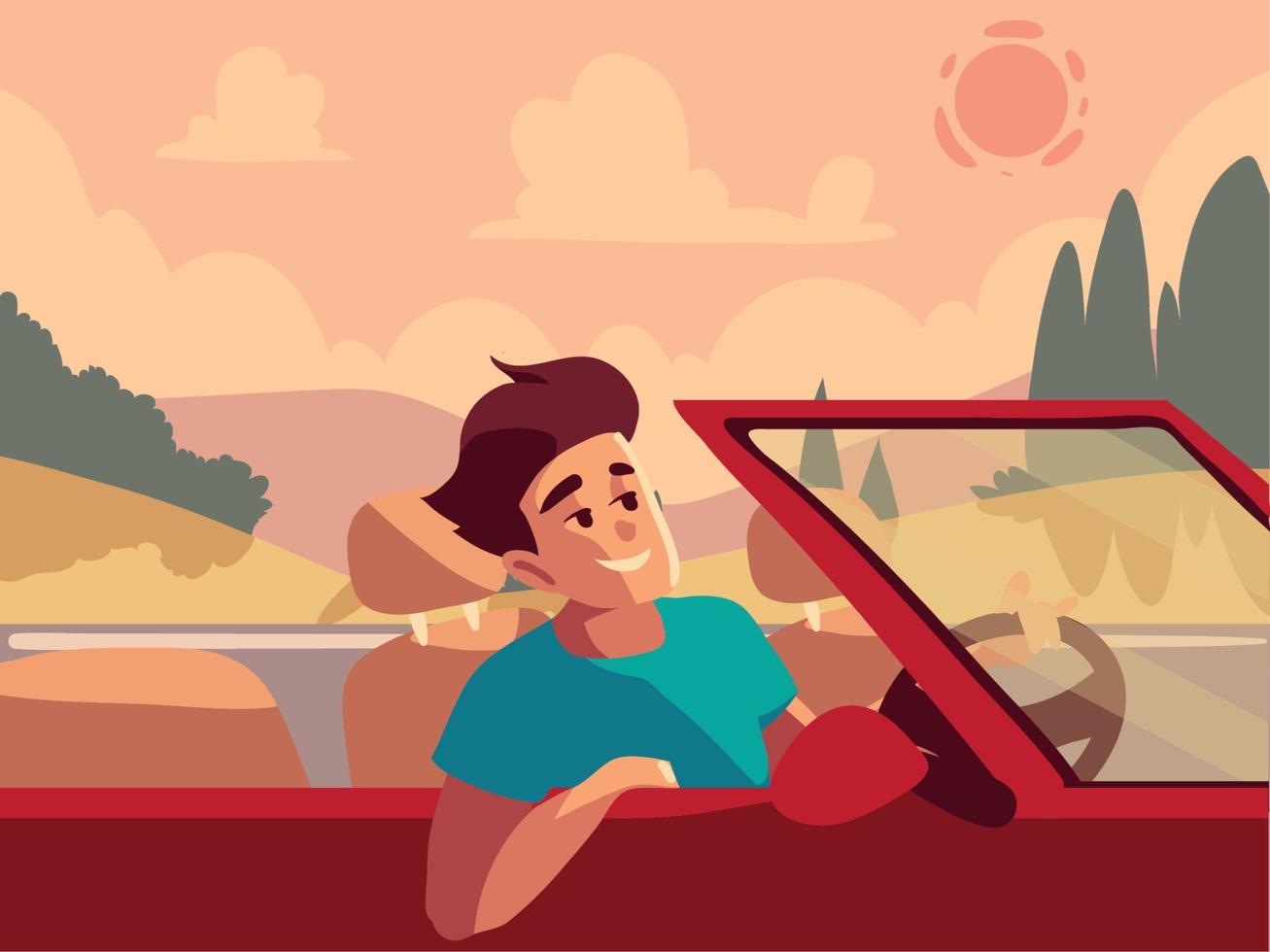 man road trip vector