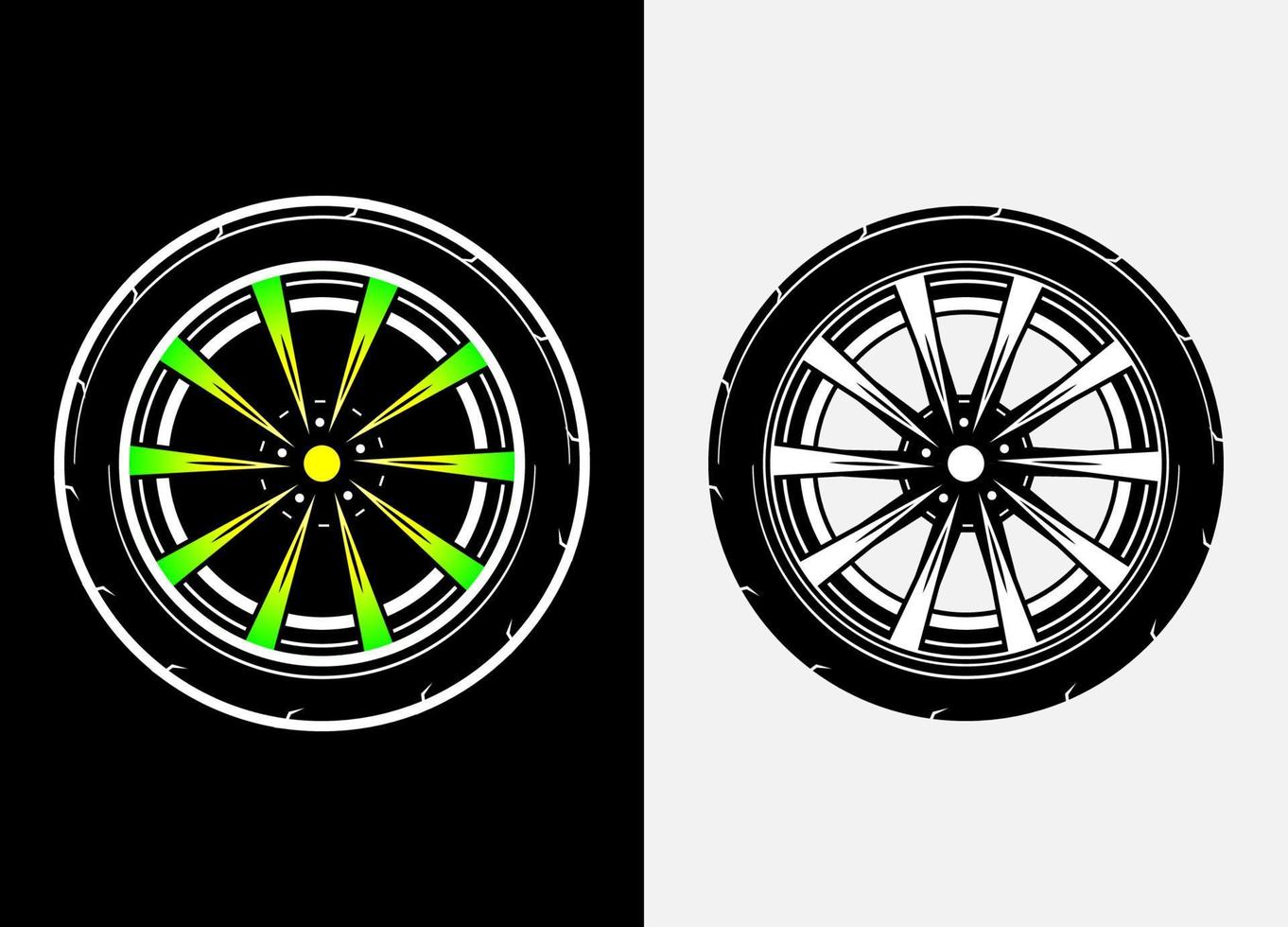 conjunto de diferentes colores de ruedas de camión, neumático de goma, neumático de camión, ilustración de rueda de camión en estilo de carrera. vector de ruedas de carreras. fondo aislado en blanco y negro. eps 10.