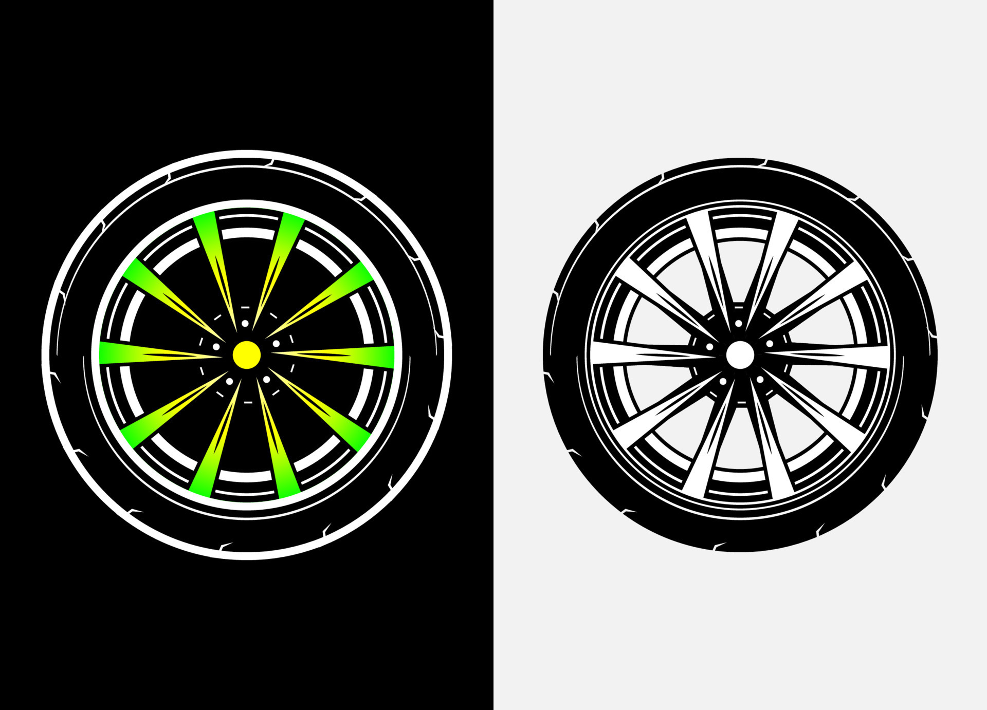 Different color set of car wheels, rubber tyre, car tyre, truck wheel