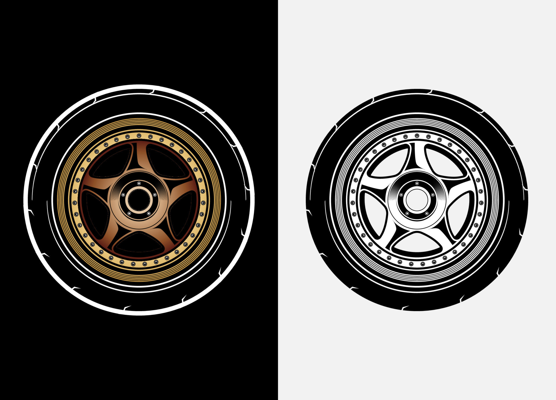 Different color set of car wheels, rubber tyre, car tyre, truck wheel