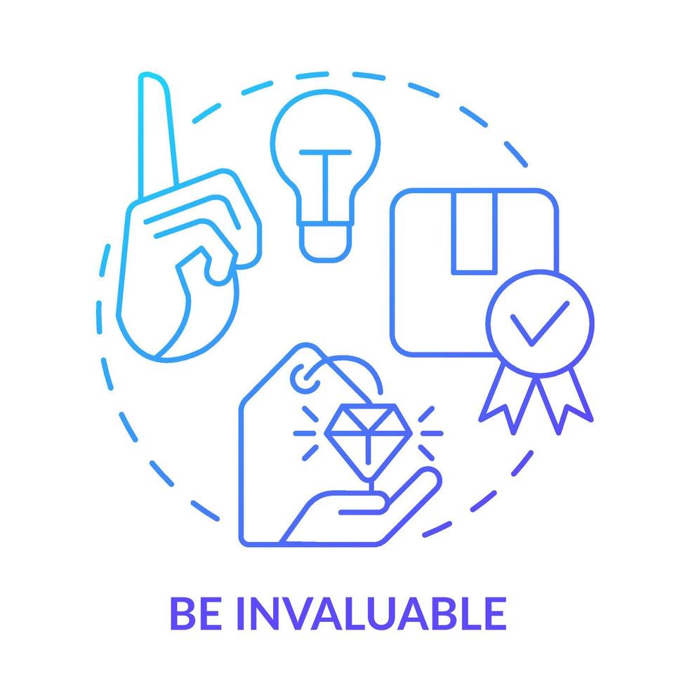 Be invaluable blue gradient concept icon. Communication part abstract idea thin line illustration. Dependable salesperson. Gaining trust. Isolated outline drawing. vector