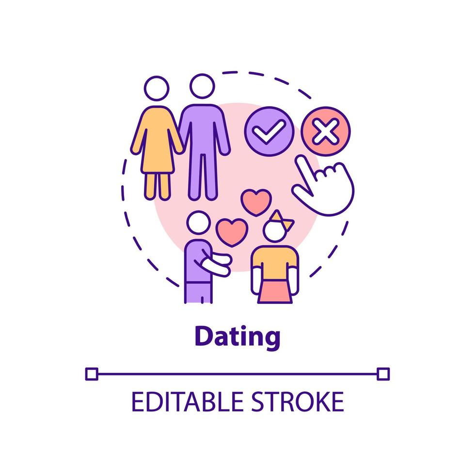 Dating concept icon. Peer pressure on teens abstract idea thin line illustration. Romantic relationship during high school. Isolated outline drawing. Editable stroke. vector