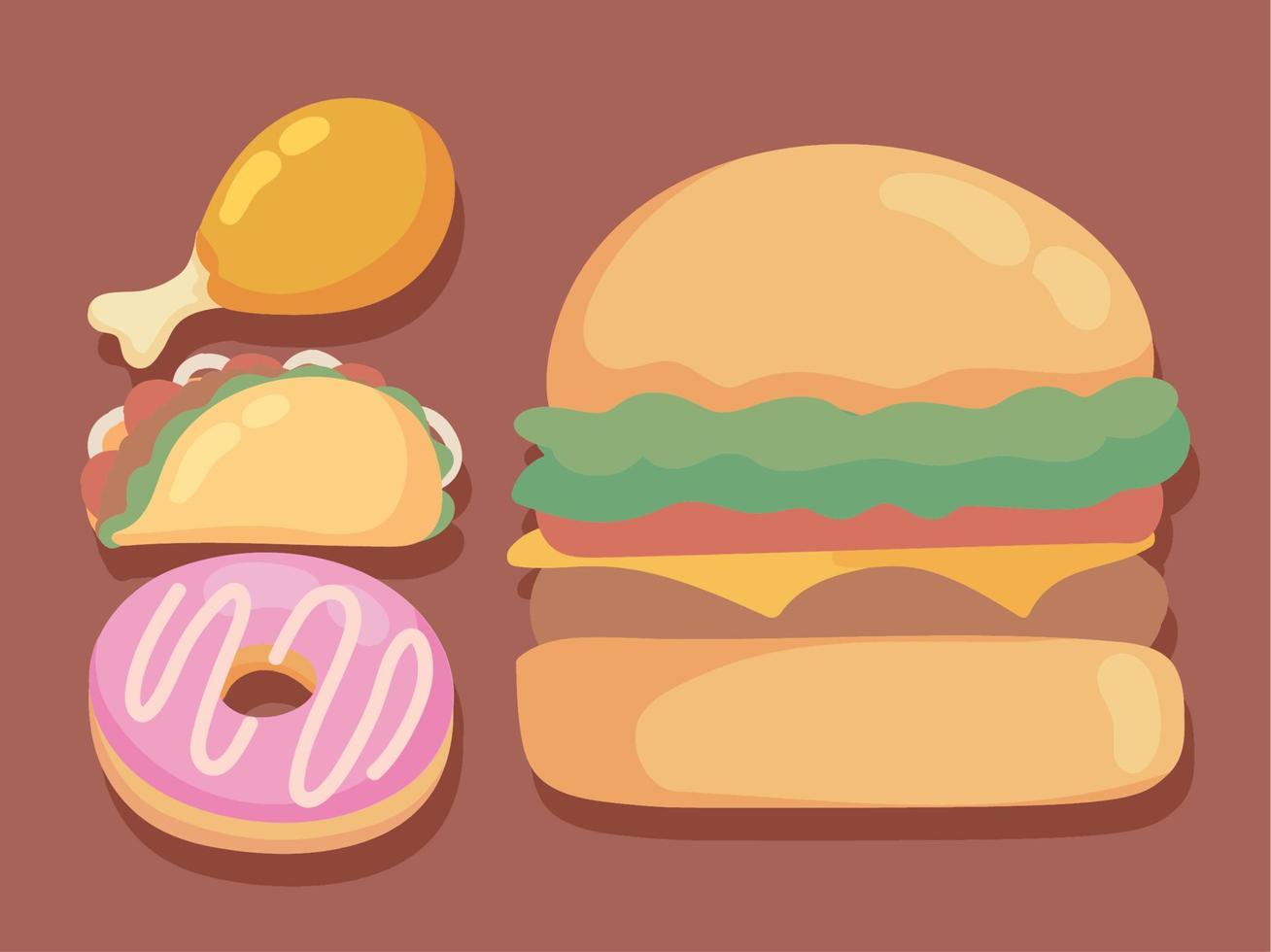 set of fast food vector