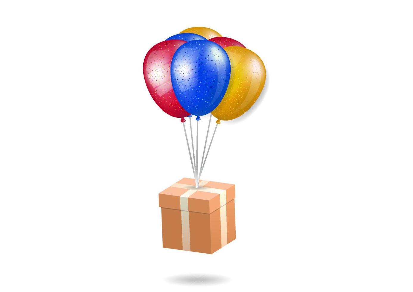 cajas de regalo atadas por el globo vector