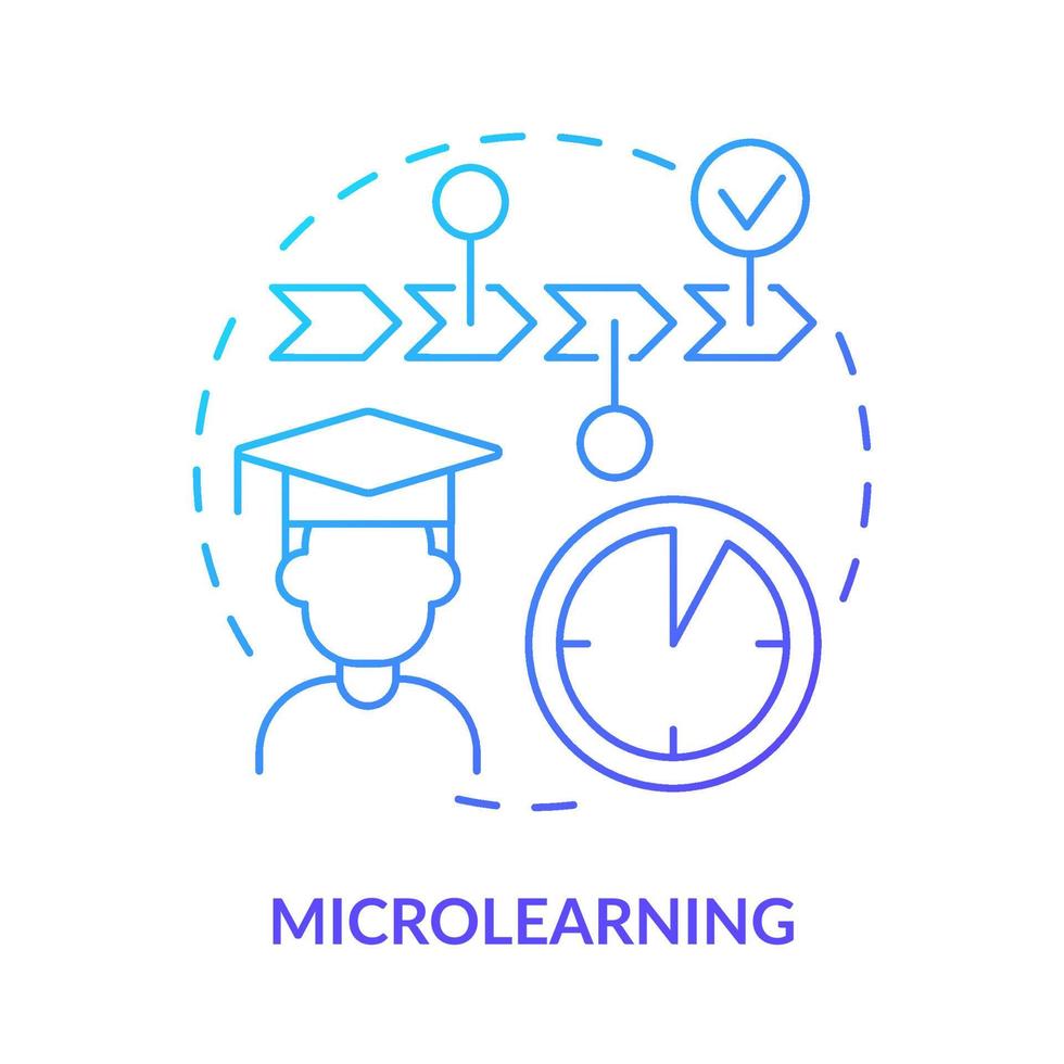 Microlearning blue gradient concept icon. New skill you can learn abstract idea thin line illustration. Learn small pieces of content. Isolated outline drawing. vector