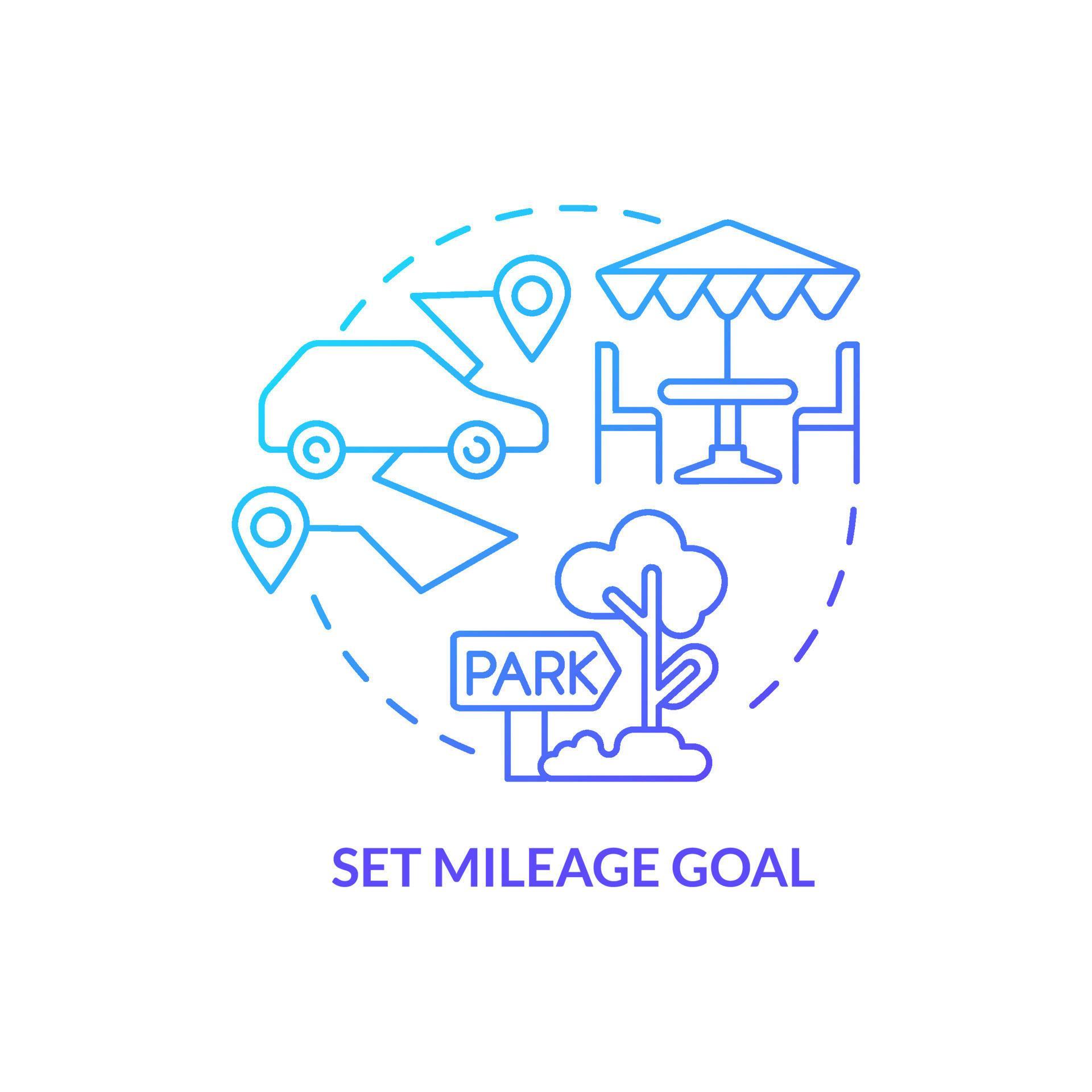 Set mileage goal blue gradient concept icon. Do regular stops to relax