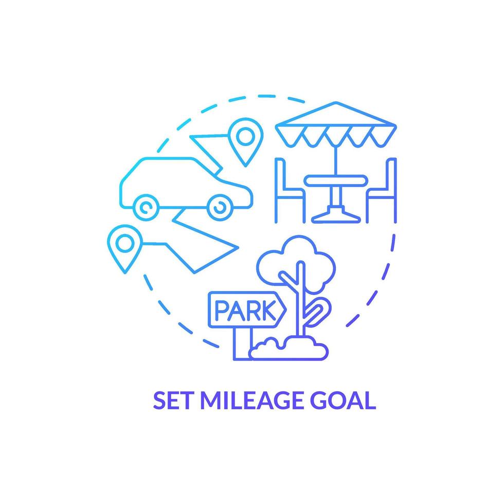 Set mileage goal blue gradient concept icon. Do regular stops to relax. Road trip recommendation abstract idea thin line illustration. Isolated outline drawing. vector