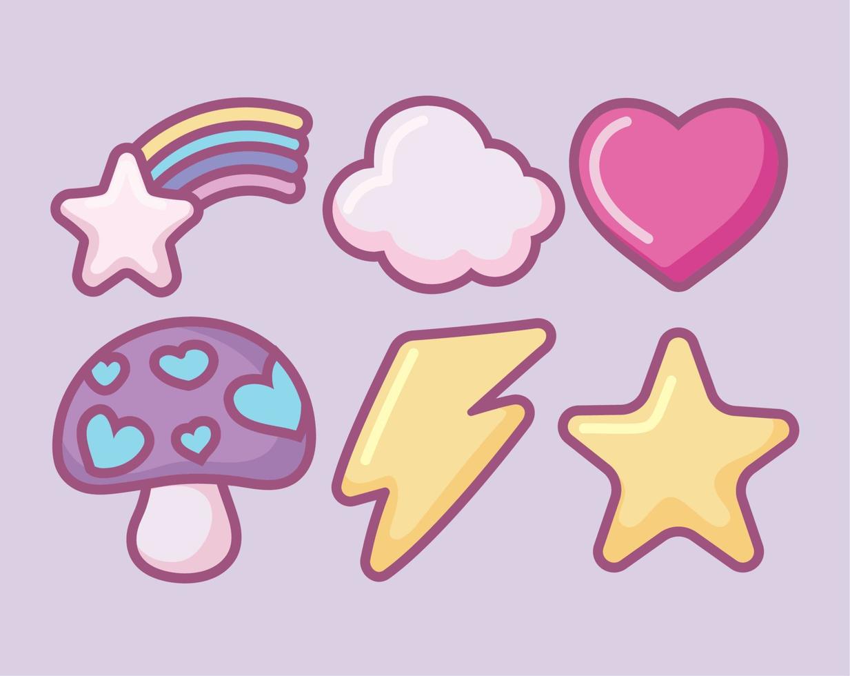 set of rainbow and star vector