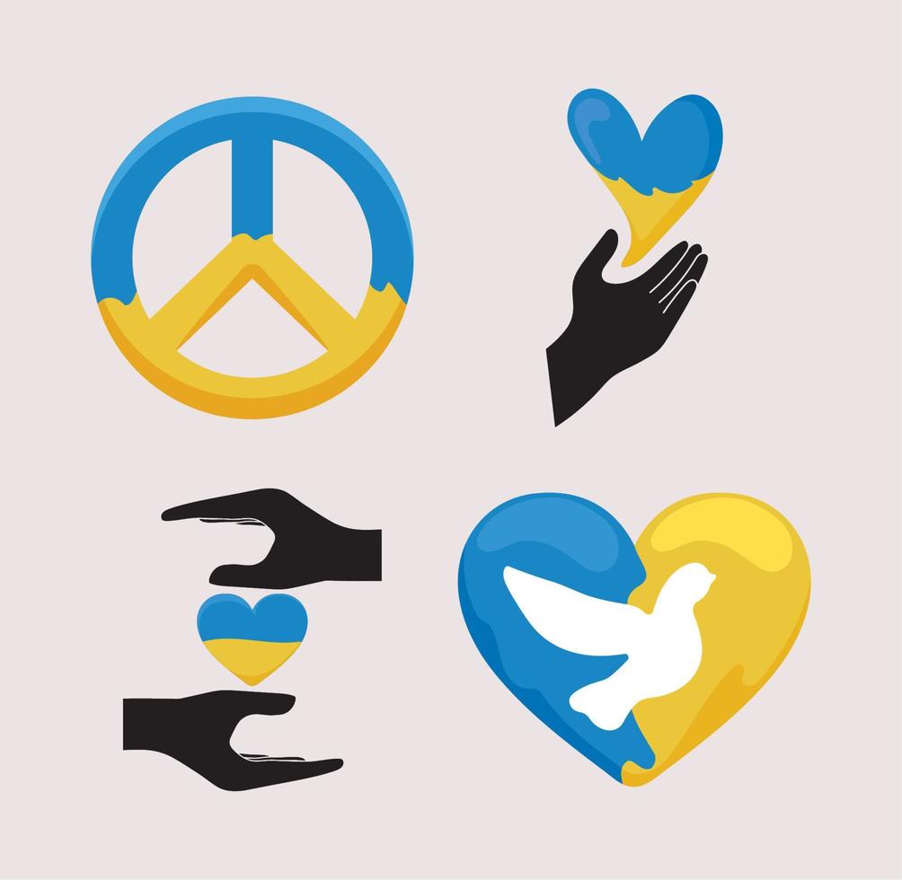 Ukraine no war, icons flat vector
