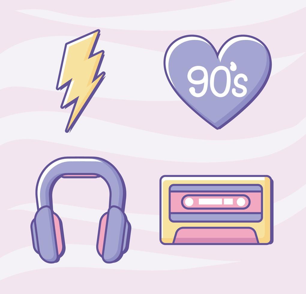 90s modern icons style vector