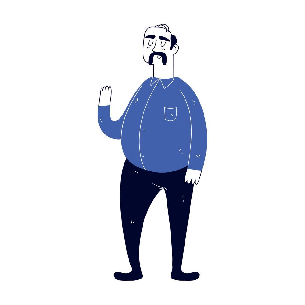 personaje de hombre calvo, arte lineal vector