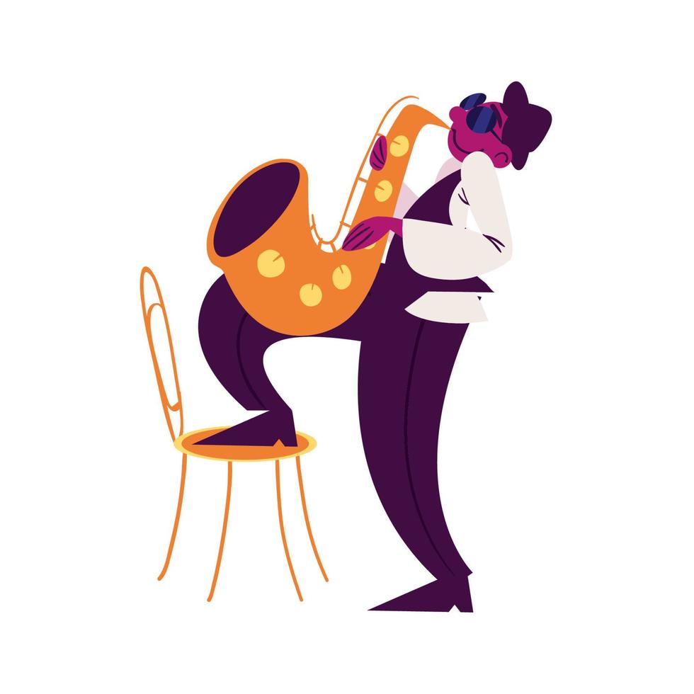 male musician with sax vector