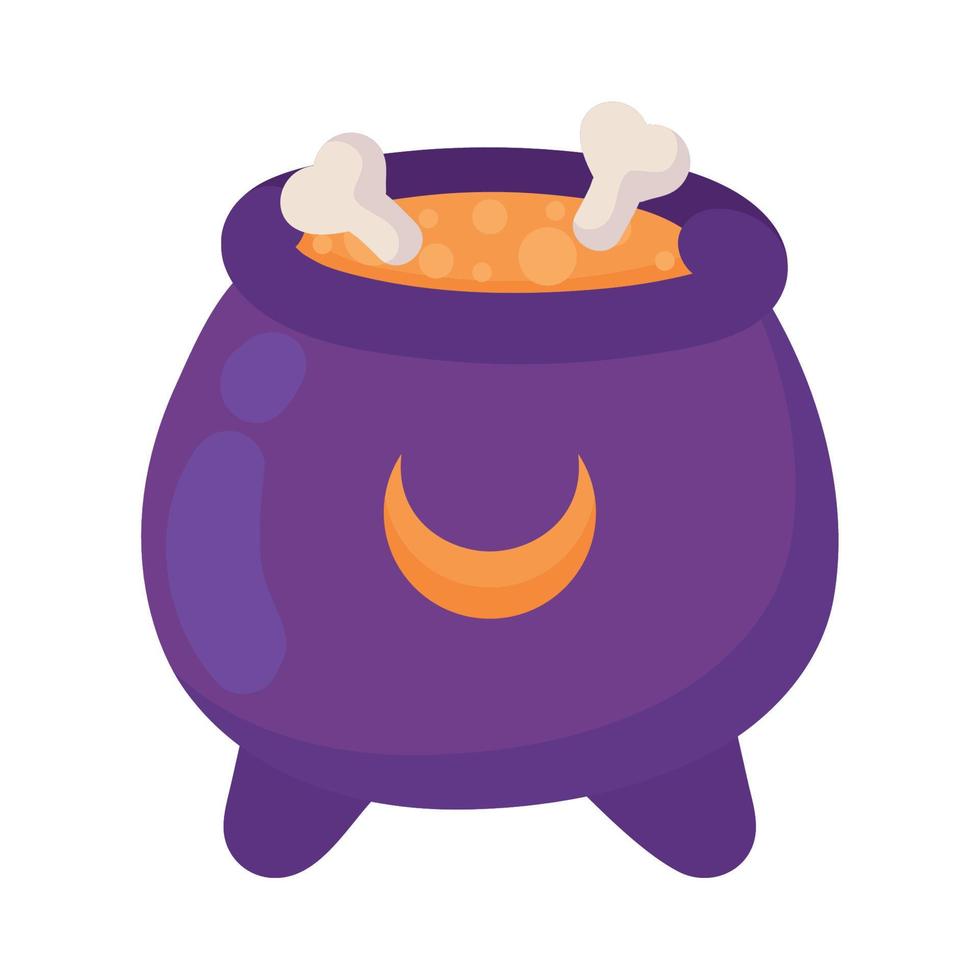 halloween cauldron with bones vector