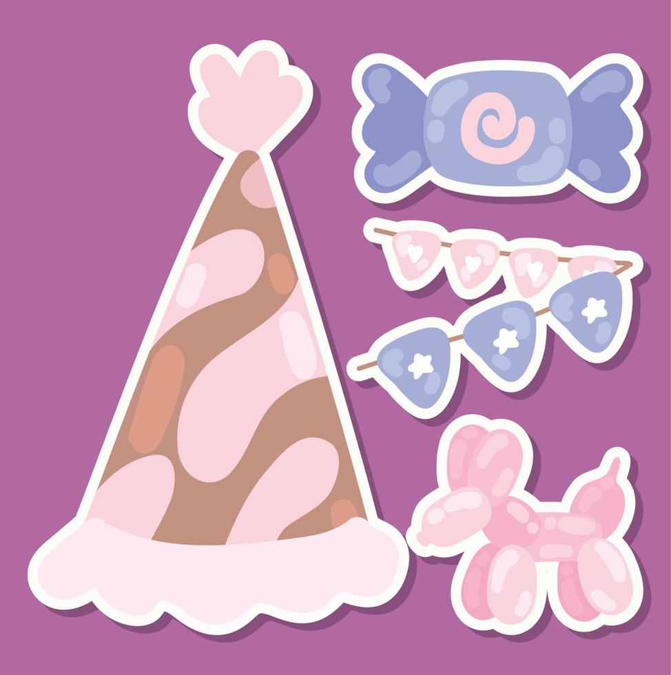 set birthday celebration vector