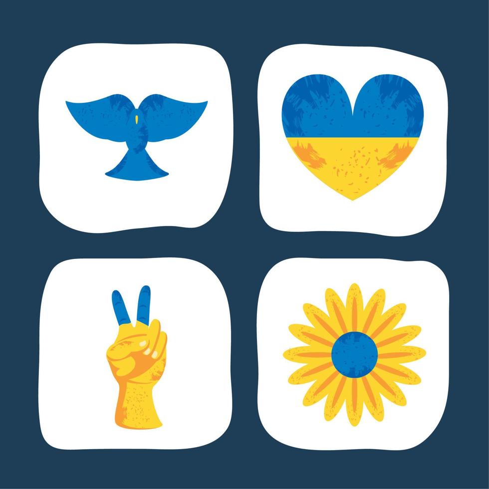 icons pray for Ukraine vector