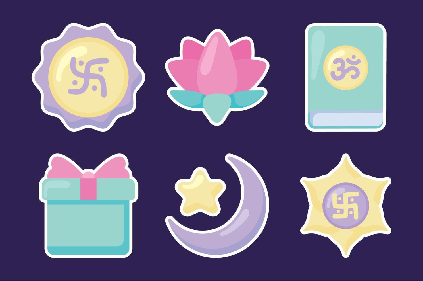 conjunto de iconos de diwali vector