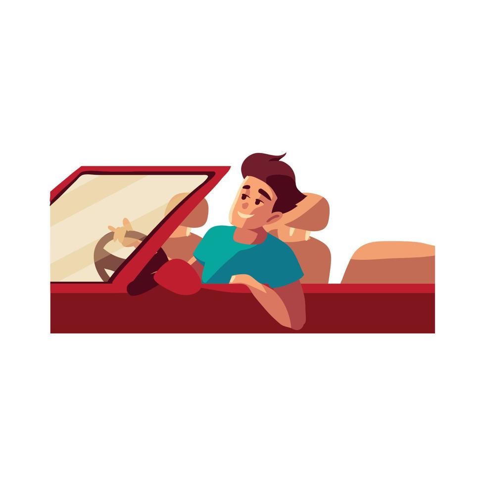 driver guy in convertible car vector