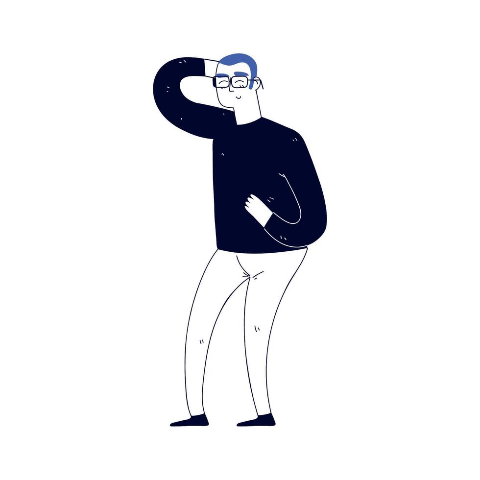 man with glasses, line art vector