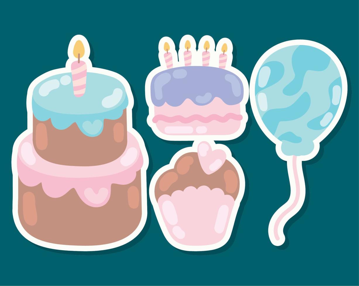 fiesta de tortas de cumpleaños vector